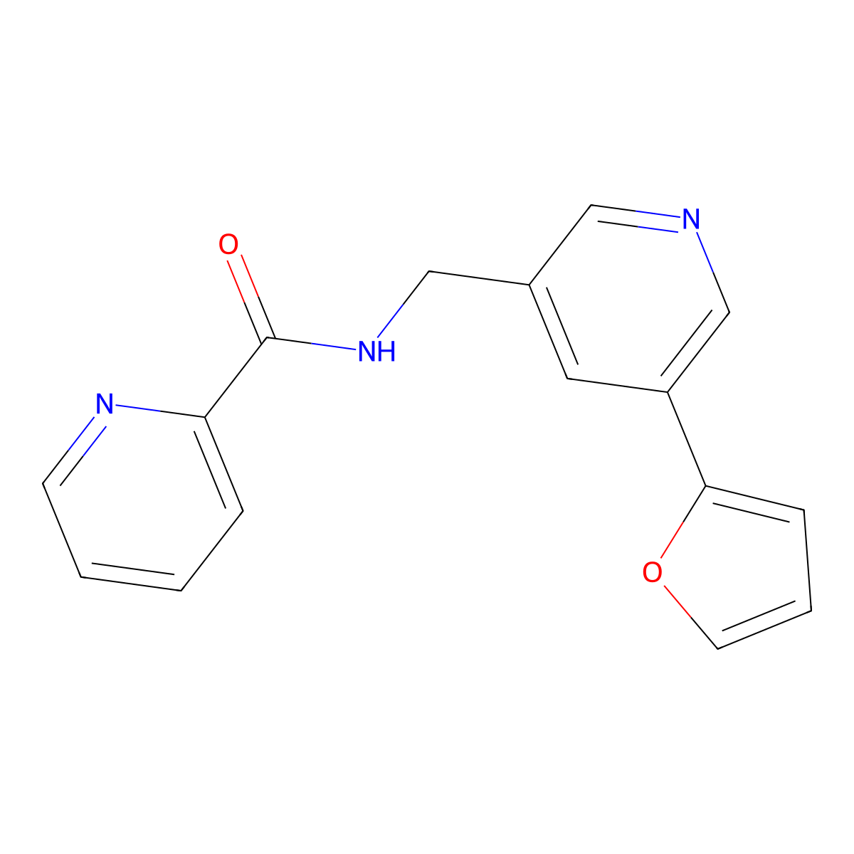 N-((5-(furan-2-yl)pyridin-3-yl)methyl)picolinamide molecular structure, CAS 2034465-39-7