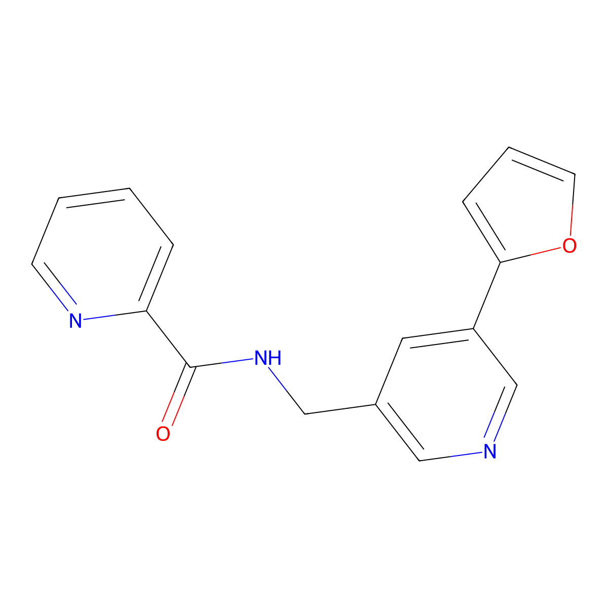 N-((5-(furan-2-yl)pyridin-3-yl)methyl)picolinamide molecular structure, CAS 2034465-39-7