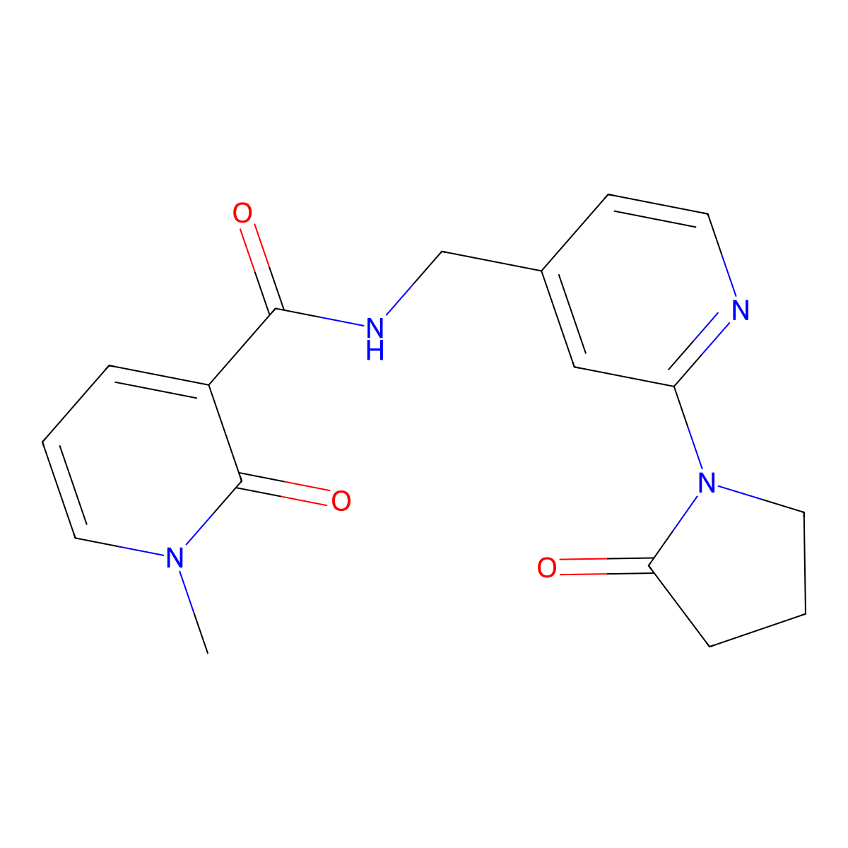 1-methyl-2-oxo-N-{[2-(2-oxopyrrolidin-1-yl)pyridin-4-yl]methyl}-1,2-dihydropyridine-3-carboxamide molecular structure, CAS 2034465-40-0