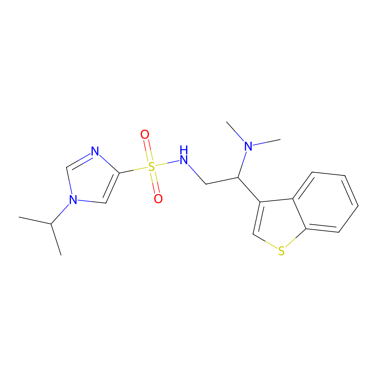 N-(2-(benzo[b]thiophen-3-yl)-2-(dimethylamino)ethyl)-1-isopropyl-1H-imidazole-4-sulfonamide molecular structure, CAS 2034465-44-4