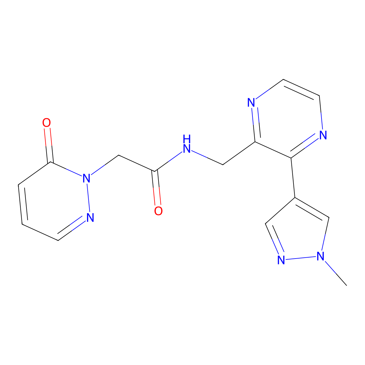 N-((3-(1-methyl-1H-pyrazol-4-yl)pyrazin-2-yl)methyl)-2-(6-oxopyridazin-1(6H)-yl)acetamide molecular structure, CAS 2034465-54-6