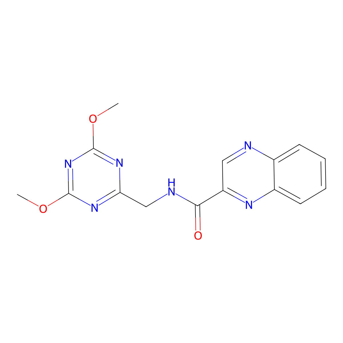 N-[(4,6-dimethoxy-1,3,5-triazin-2-yl)methyl]quinoxaline-2-carboxamide molecular structure, CAS 2034465-55-7