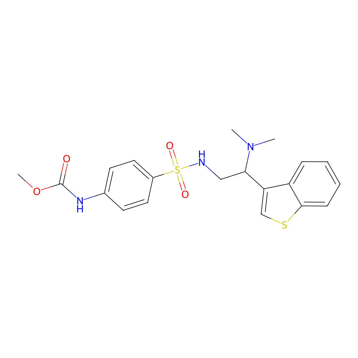 methyl (4-(N-(2-(benzo[b]thiophen-3-yl)-2-(dimethylamino)ethyl)sulfamoyl)phenyl)carbamate molecular structure, CAS 2034465-57-9