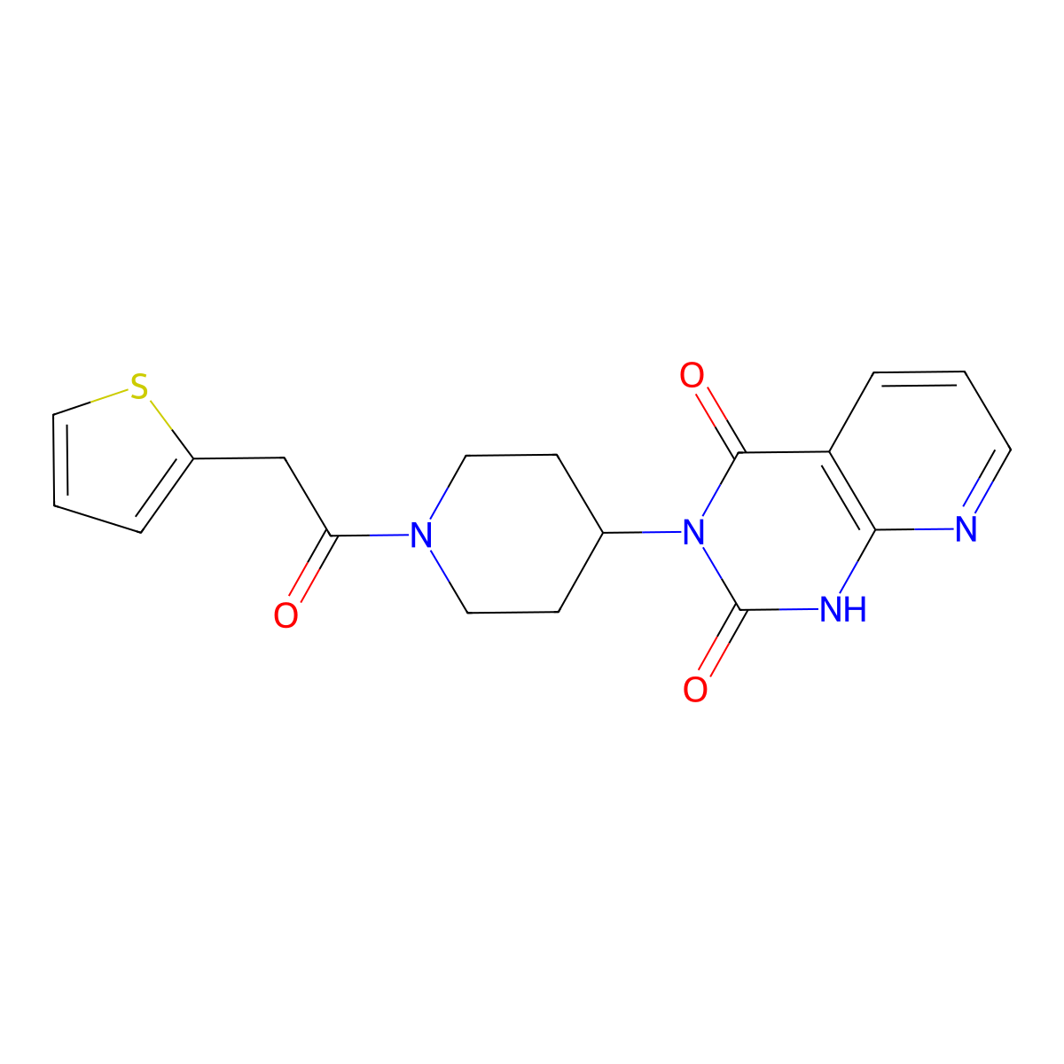 3-(1-(2-(thiophen-2-yl)acetyl)piperidin-4-yl)pyrido[2,3-d]pyrimidine-2,4(1H,3H)-dione molecular structure, CAS 2034465-59-1