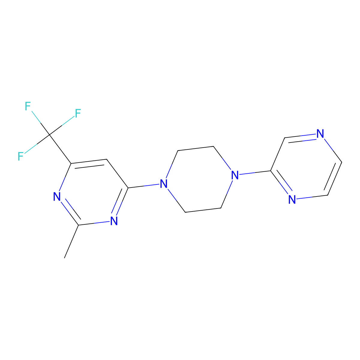 2-Methyl-4-[4-(pyrazin-2-yl)piperazin-1-yl]-6-(trifluoromethyl)pyrimidine molecular structure, CAS 2034465-61-5