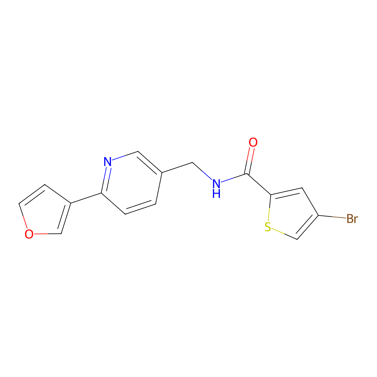 4-bromo-N-((6-(furan-3-yl)pyridin-3-yl)methyl)thiophene-2-carboxamide molecular structure, CAS 2034465-62-6