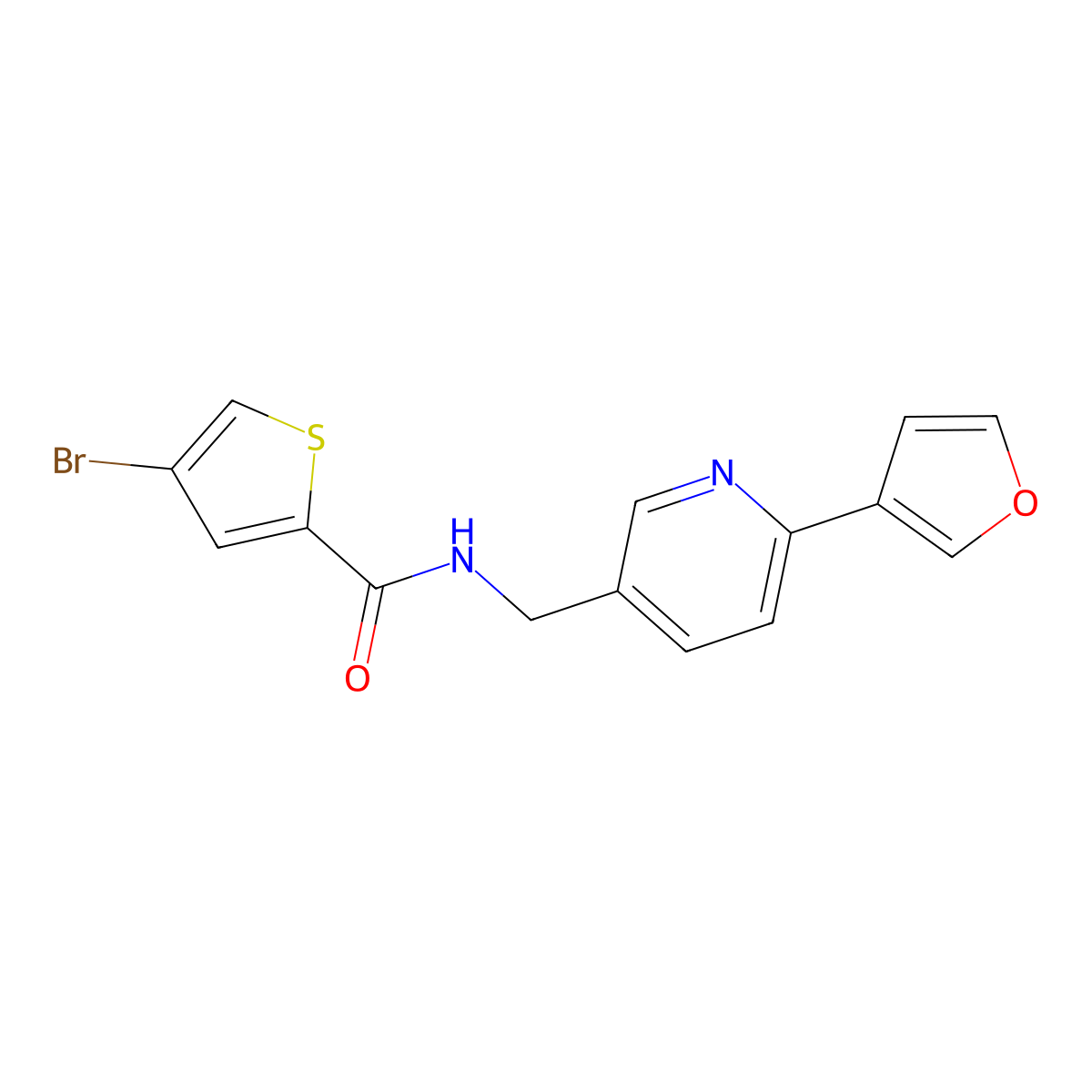 4-bromo-N-((6-(furan-3-yl)pyridin-3-yl)methyl)thiophene-2-carboxamide molecular structure, CAS 2034465-62-6