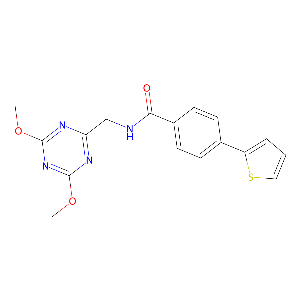 N-[(4,6-dimethoxy-1,3,5-triazin-2-yl)methyl]-4-(thiophen-2-yl)benzamide molecular structure, CAS 2034465-65-9