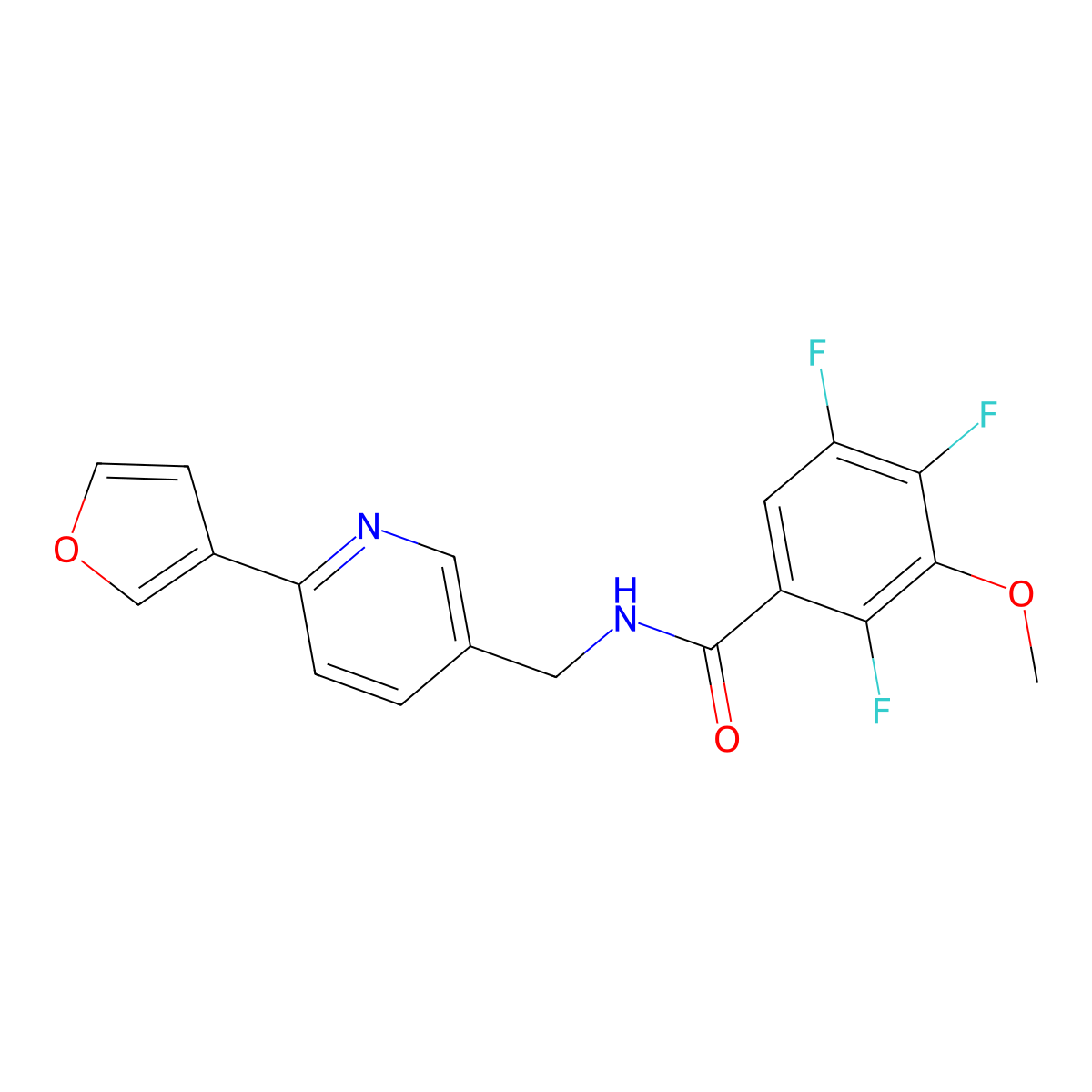 2,4,5-trifluoro-N-((6-(furan-3-yl)pyridin-3-yl)methyl)-3-methoxybenzamide molecular structure, CAS 2034465-66-0