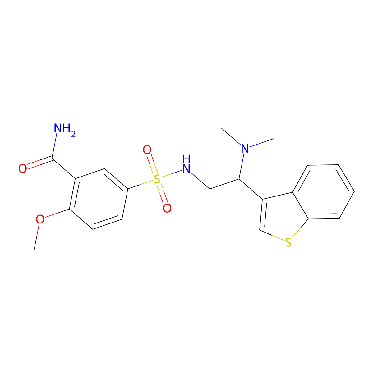 5-{[2-(1-Benzothiophen-3-yl)-2-(dimethylamino)ethyl]sulfamoyl}-2-methoxybenzamide molecular structure, CAS 2034465-68-2