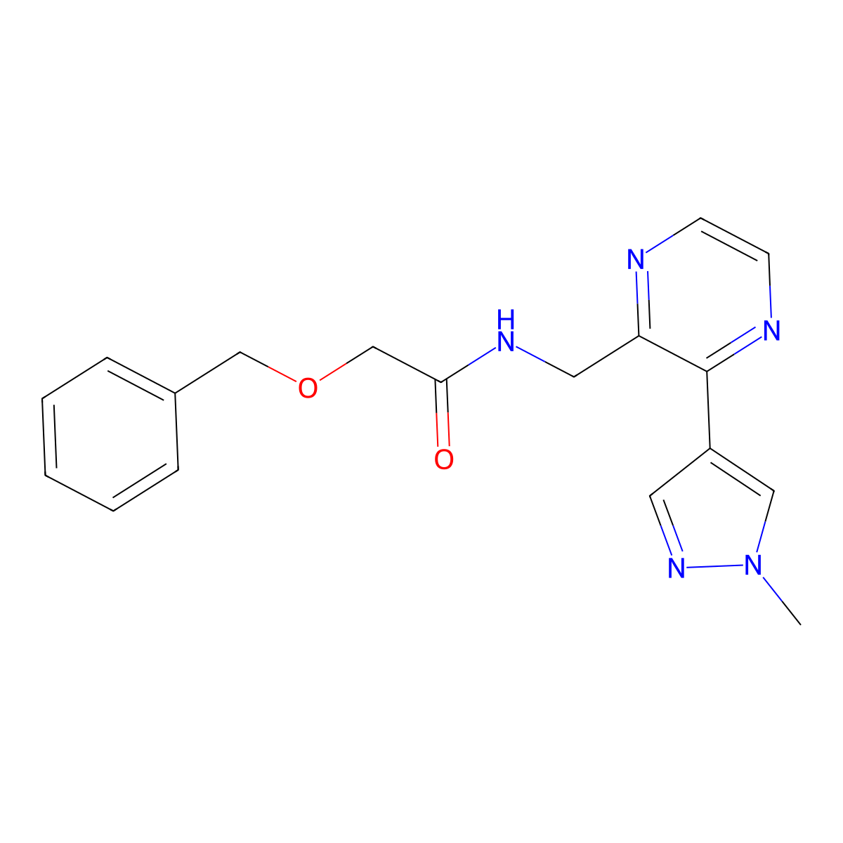 2-(benzyloxy)-N-{[3-(1-methyl-1H-pyrazol-4-yl)pyrazin-2-yl]methyl}acetamide molecular structure, CAS 2034465-69-3