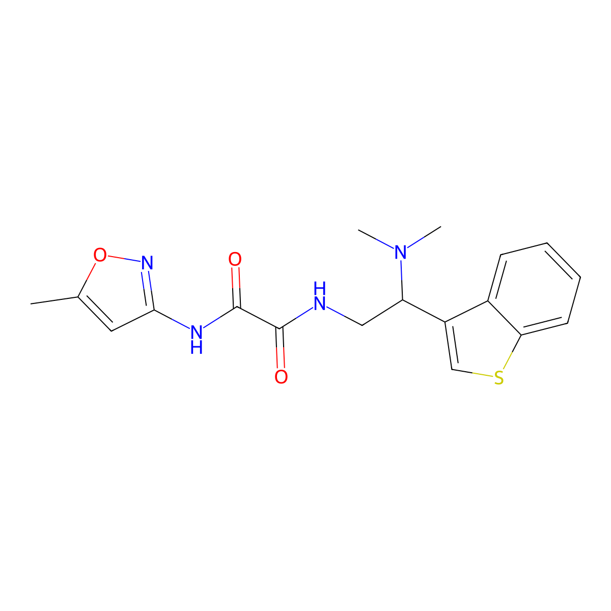 N1-(2-(benzo[b]thiophen-3-yl)-2-(dimethylamino)ethyl)-N2-(5-methylisoxazol-3-yl)oxalamide molecular structure, CAS 2034465-74-0