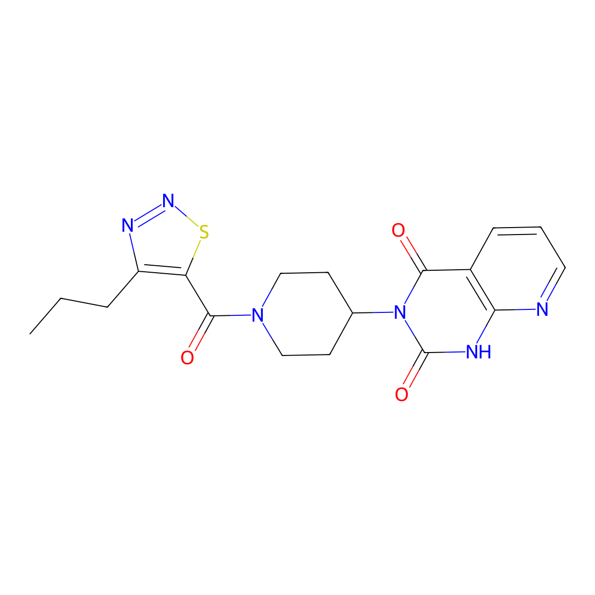 3-(1-(4-propyl-1,2,3-thiadiazole-5-carbonyl)piperidin-4-yl)pyrido[2,3-d]pyrimidine-2,4(1H,3H)-dione molecular structure, CAS 2034465-77-3
