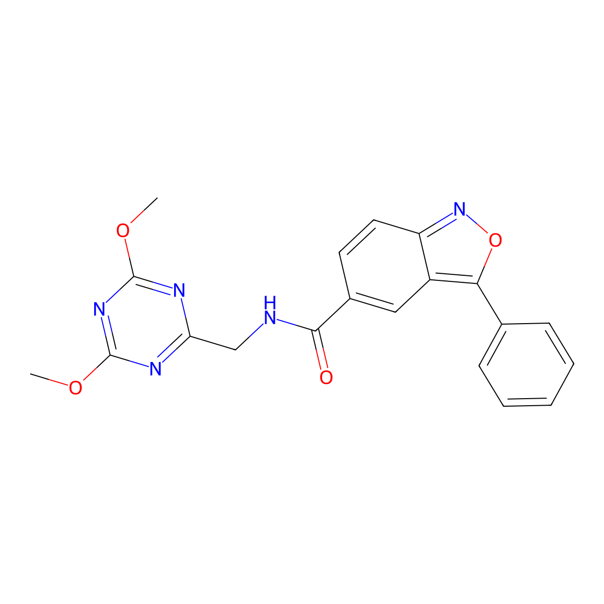 N-((4,6-dimethoxy-1,3,5-triazin-2-yl)methyl)-3-phenylbenzo[c]isoxazole-5-carboxamide molecular structure, CAS 2034465-79-5