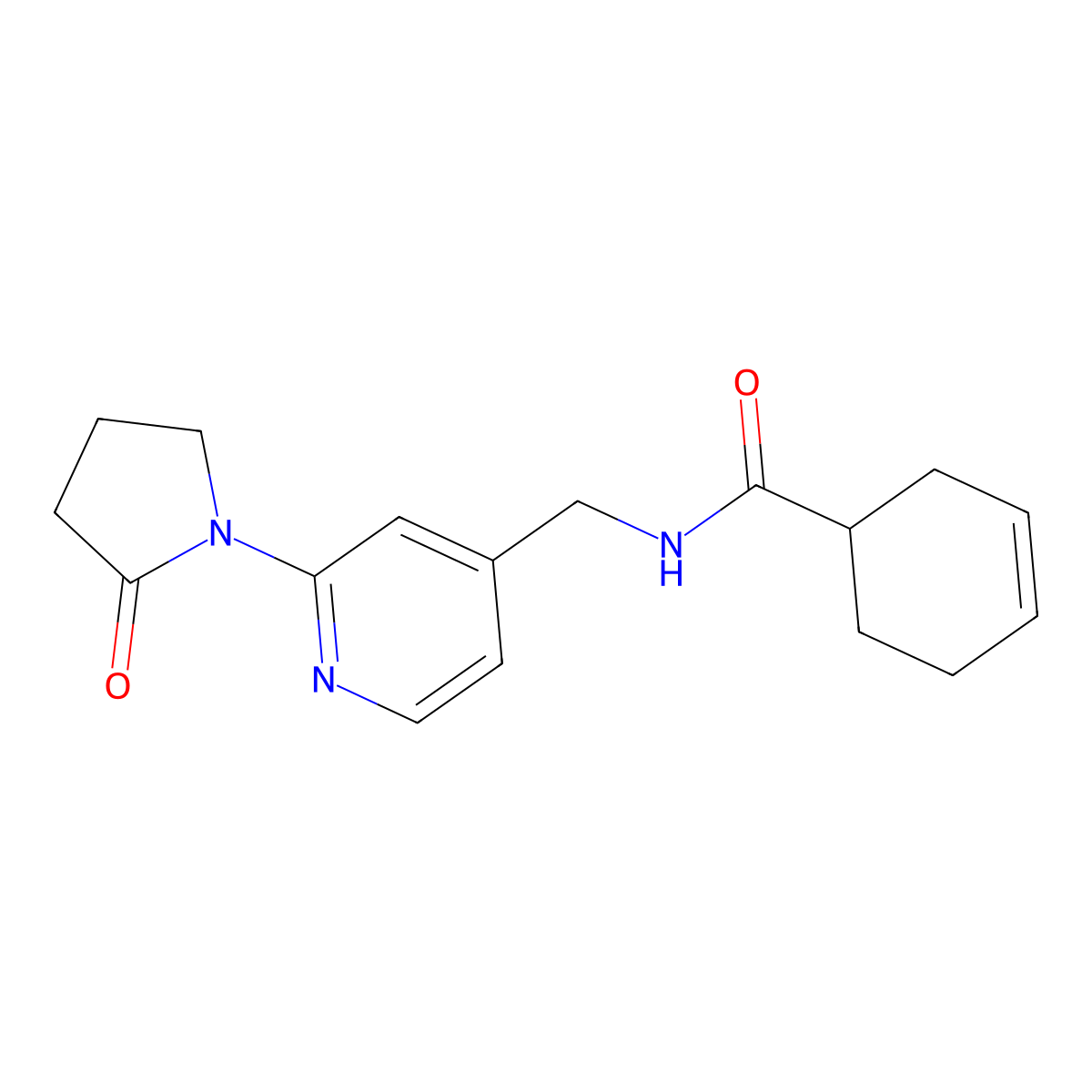 N-((2-(2-oxopyrrolidin-1-yl)pyridin-4-yl)methyl)cyclohex-3-enecarboxamide molecular structure, CAS 2034465-81-9