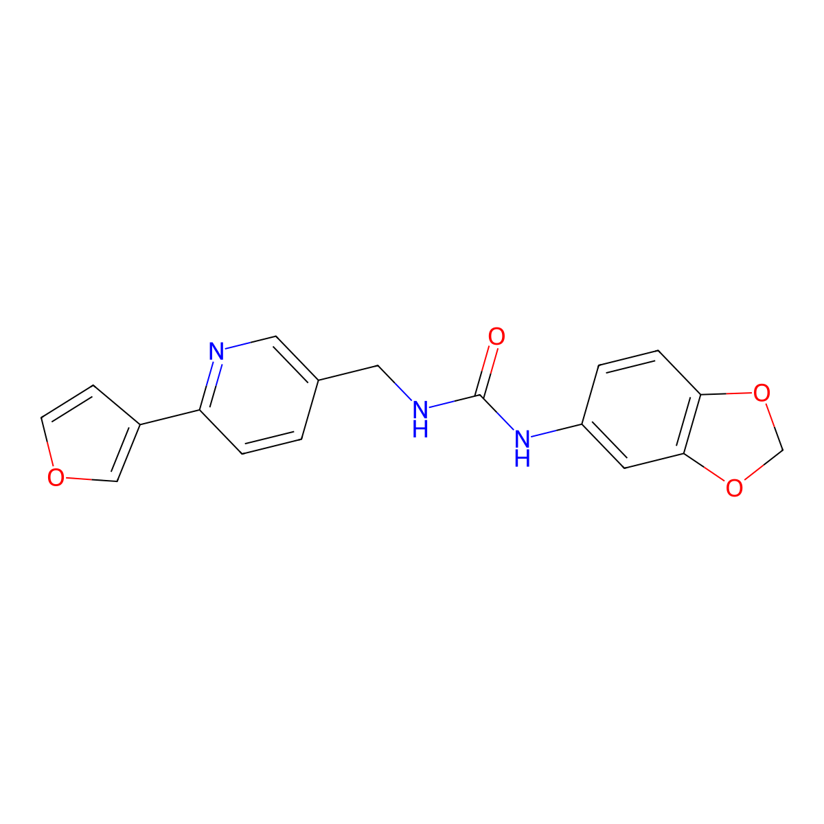 1-(Benzo[d][1,3]dioxol-5-yl)-3-((6-(furan-3-yl)pyridin-3-yl)methyl)urea molecular structure, CAS 2034465-95-5
