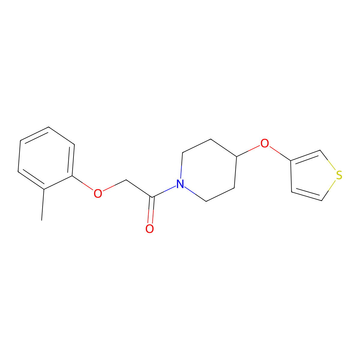 1-(4-(Thiophen-3-yloxy)piperidin-1-yl)-2-(o-tolyloxy)ethanone molecular structure, CAS 2034465-99-9