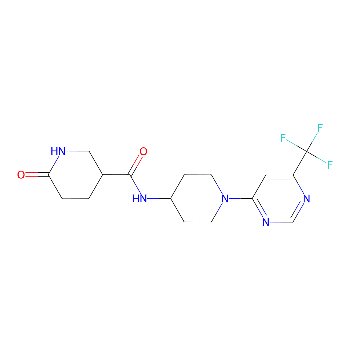 6-oxo-N-(1-(6-(trifluoromethyl)pyrimidin-4-yl)piperidin-4-yl)piperidine-3-carboxamide molecular structure, CAS 2034466-00-5