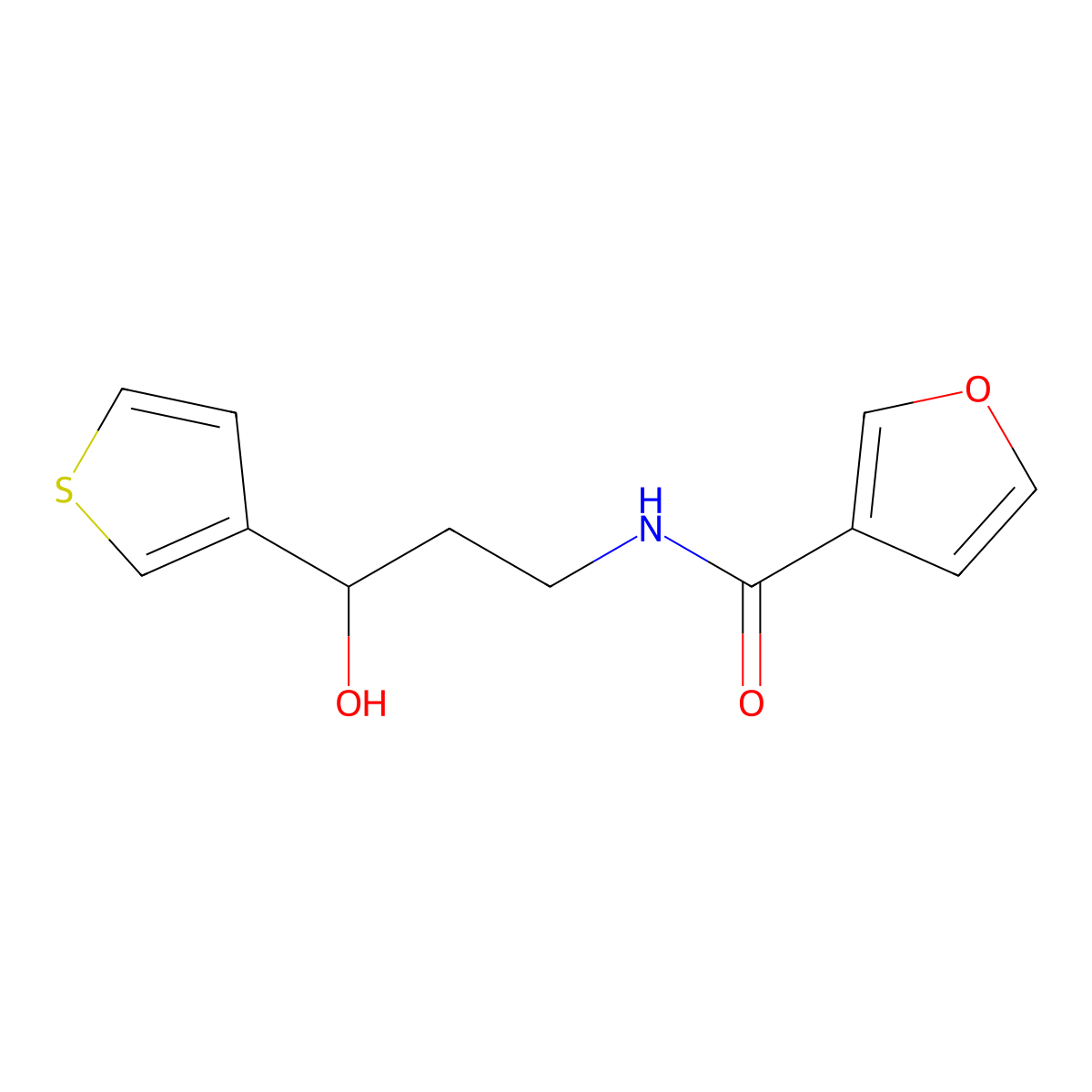 N-[3-hydroxy-3-(thiophen-3-yl)propyl]furan-3-carboxamide molecular structure, CAS 2034466-03-8