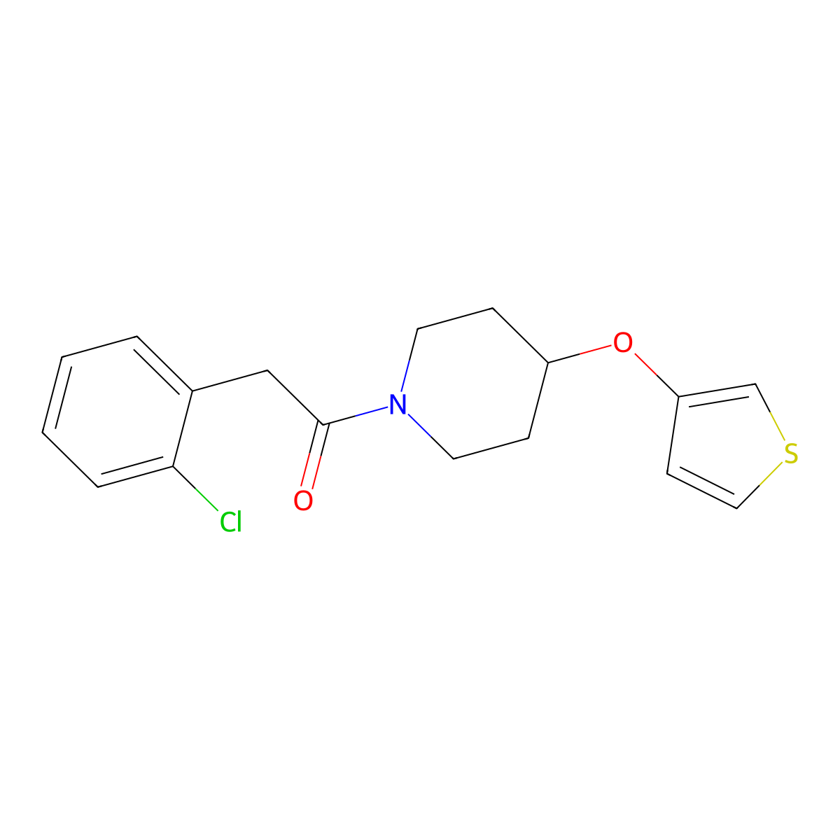 2-(2-Chlorophenyl)-1-(4-(thiophen-3-yloxy)piperidin-1-yl)ethanone molecular structure, CAS 2034466-07-2