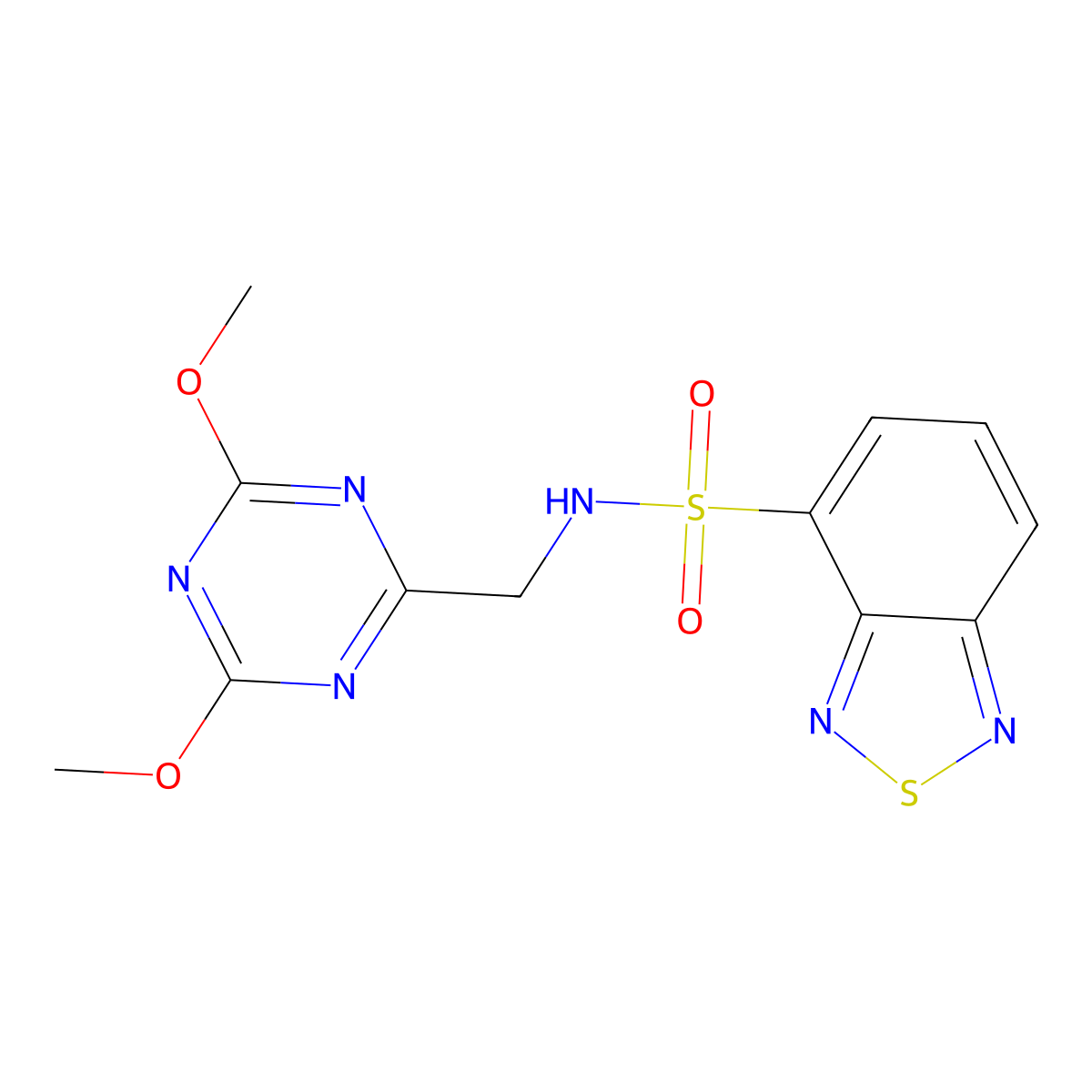 N-((4,6-dimethoxy-1,3,5-triazin-2-yl)methyl)benzo[c][1,2,5]thiadiazole-4-sulfonamide molecular structure, CAS 2034466-09-4