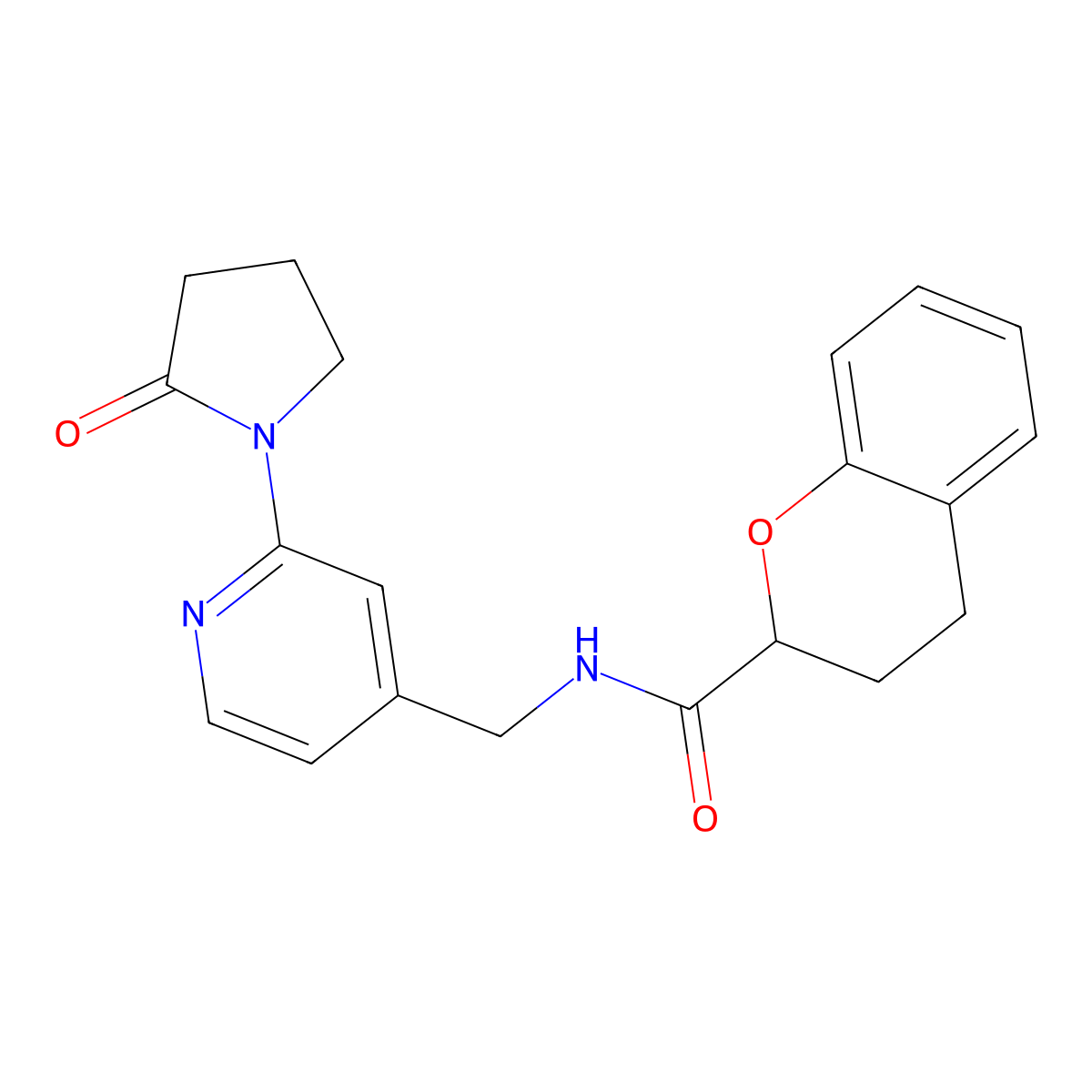 N-((2-(2-oxopyrrolidin-1-yl)pyridin-4-yl)methyl)chroman-2-carboxamide molecular structure, CAS 2034466-10-7