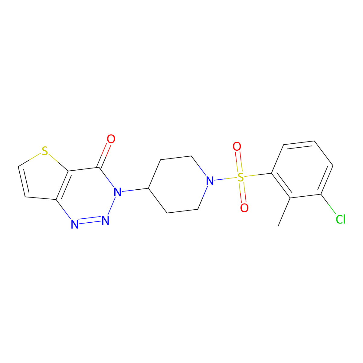 3-(1-((3-chloro-2-methylphenyl)sulfonyl)piperidin-4-yl)thieno[3,2-d][1,2,3]triazin-4(3H)-one molecular structure, CAS 2034466-11-8