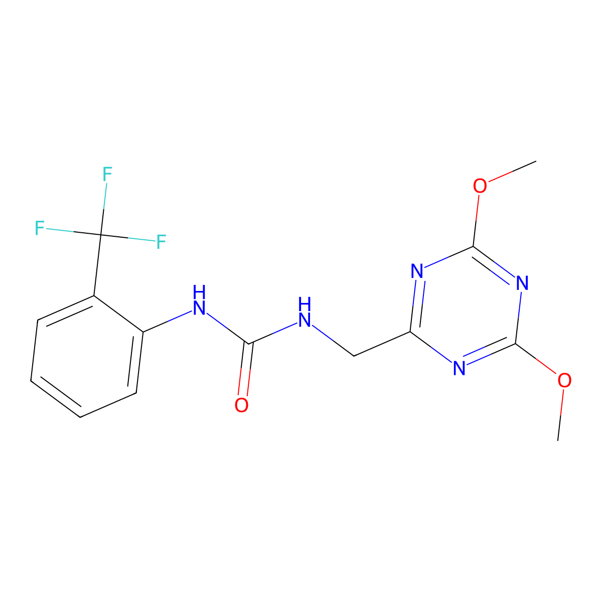 1-((4,6-Dimethoxy-1,3,5-triazin-2-yl)methyl)-3-(2-(trifluoromethyl)phenyl)urea molecular structure, CAS 2034466-16-3