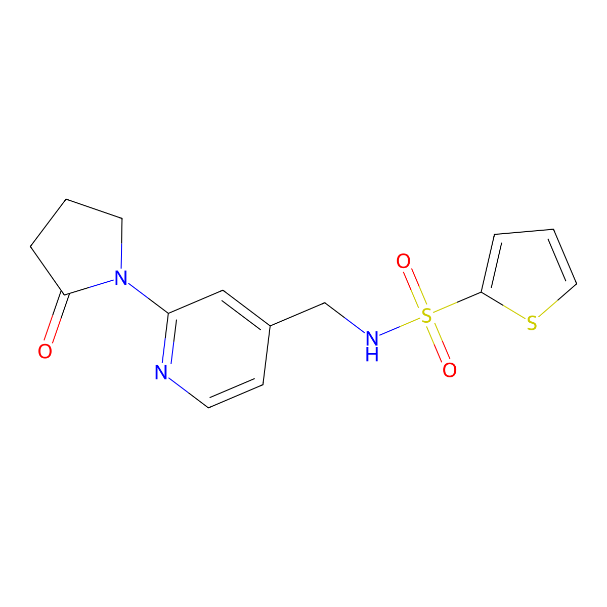 N-{[2-(2-oxopyrrolidin-1-yl)pyridin-4-yl]methyl}thiophene-2-sulfonamide molecular structure, CAS 2034466-17-4