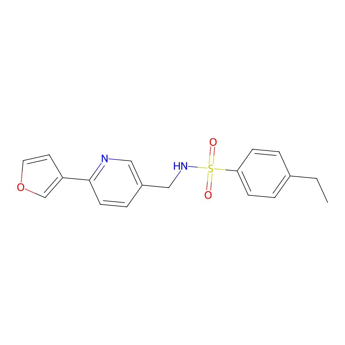 4-ethyl-N-((6-(furan-3-yl)pyridin-3-yl)methyl)benzenesulfonamide molecular structure, CAS 2034466-20-9