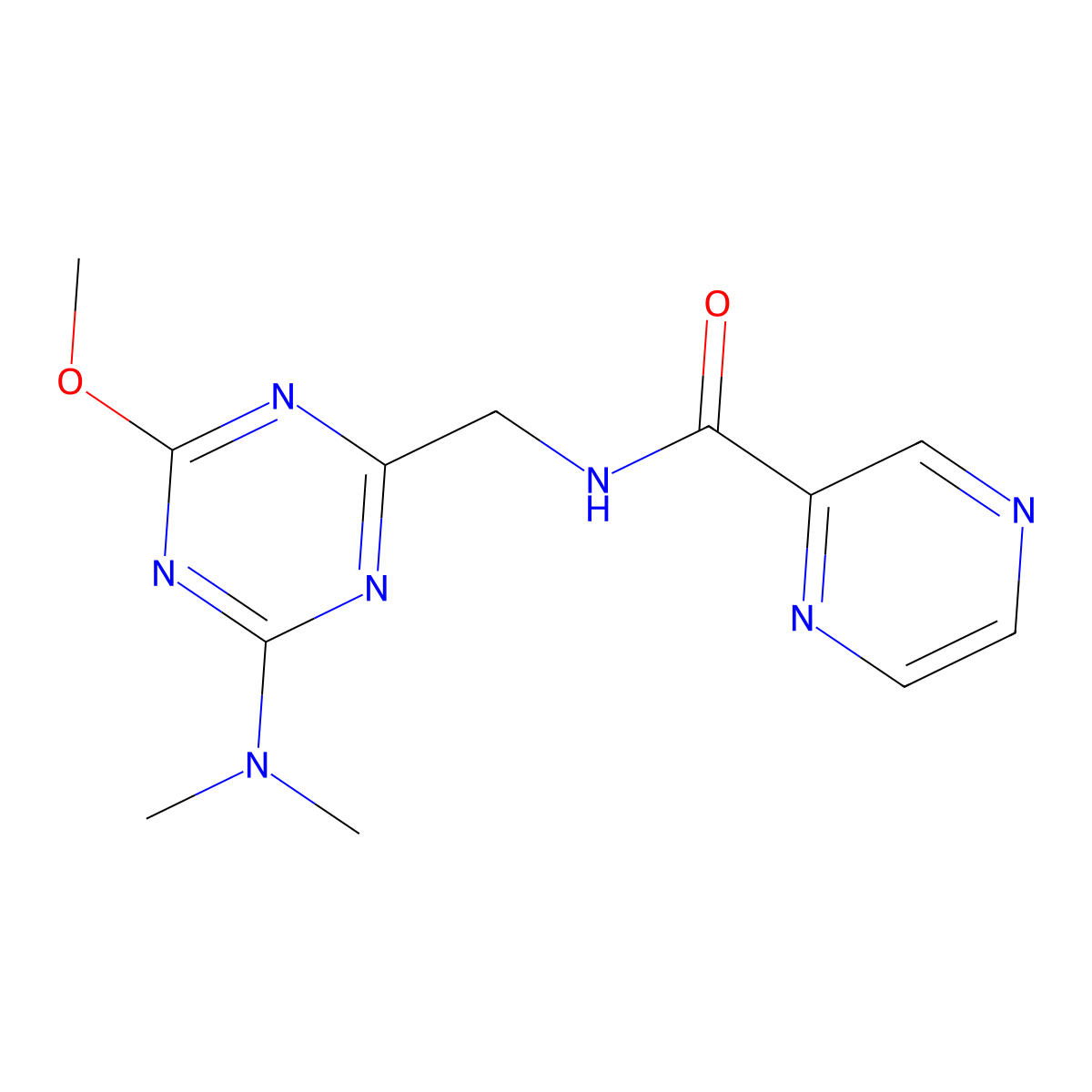 N-{[4-(dimethylamino)-6-methoxy-1,3,5-triazin-2-yl]methyl}pyrazine-2-carboxamide molecular structure, CAS 2034466-26-5