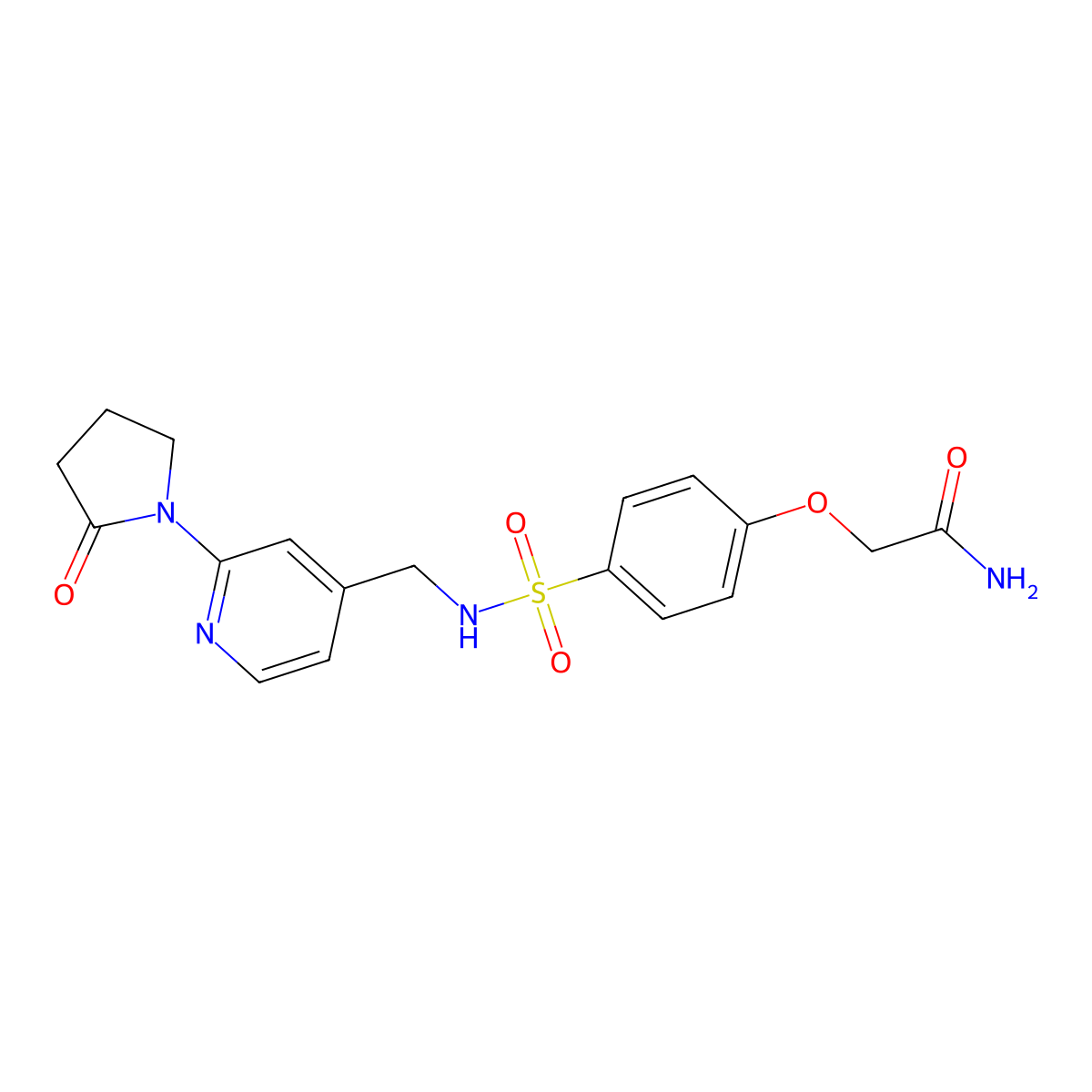 2-(4-(N-((2-(2-oxopyrrolidin-1-yl)pyridin-4-yl)methyl)sulfamoyl)phenoxy)acetamide molecular structure, CAS 2034466-27-6