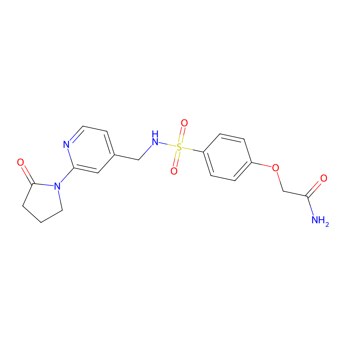 2-(4-(N-((2-(2-oxopyrrolidin-1-yl)pyridin-4-yl)methyl)sulfamoyl)phenoxy)acetamide molecular structure, CAS 2034466-27-6