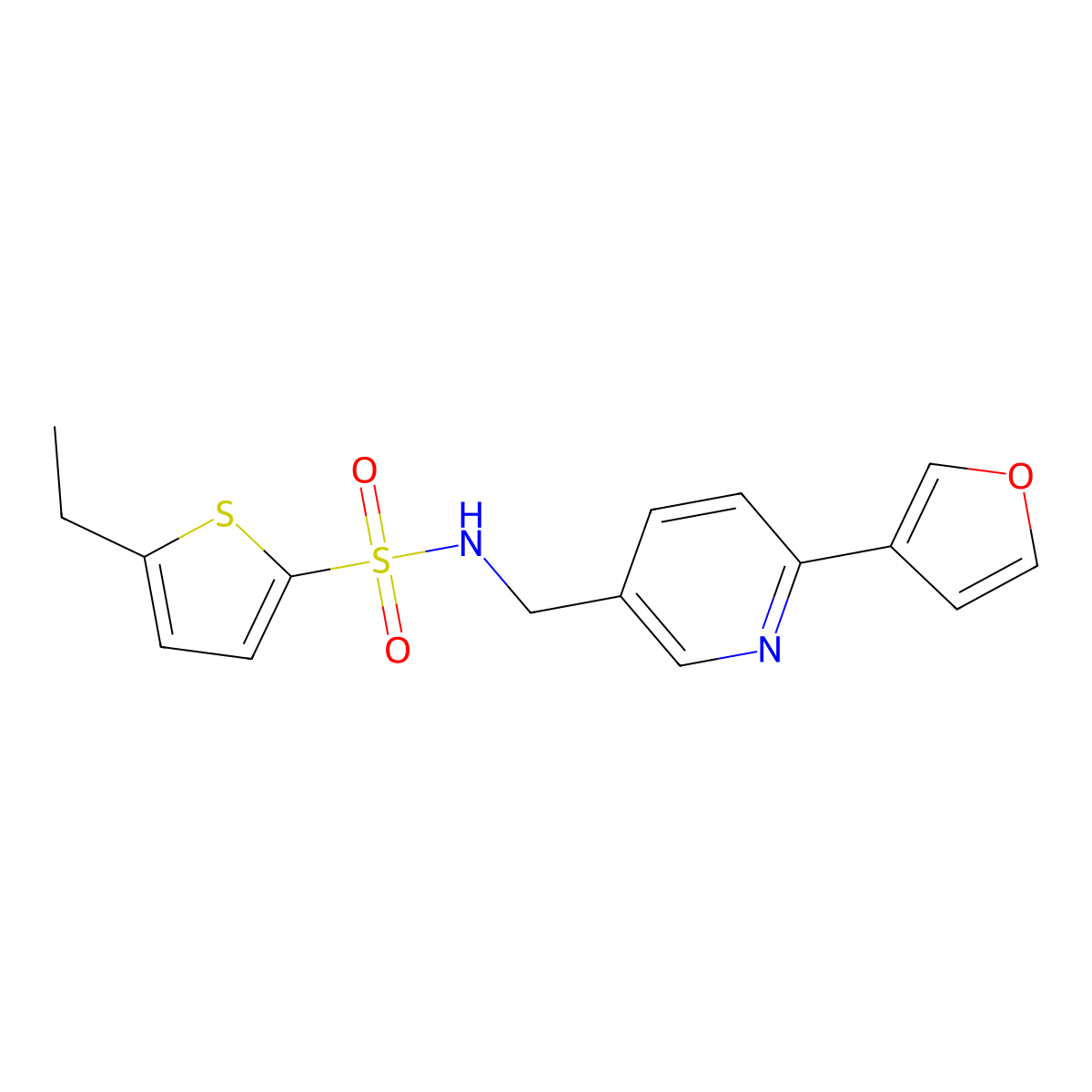 5-ethyl-N-((6-(furan-3-yl)pyridin-3-yl)methyl)thiophene-2-sulfonamide molecular structure, CAS 2034466-32-3