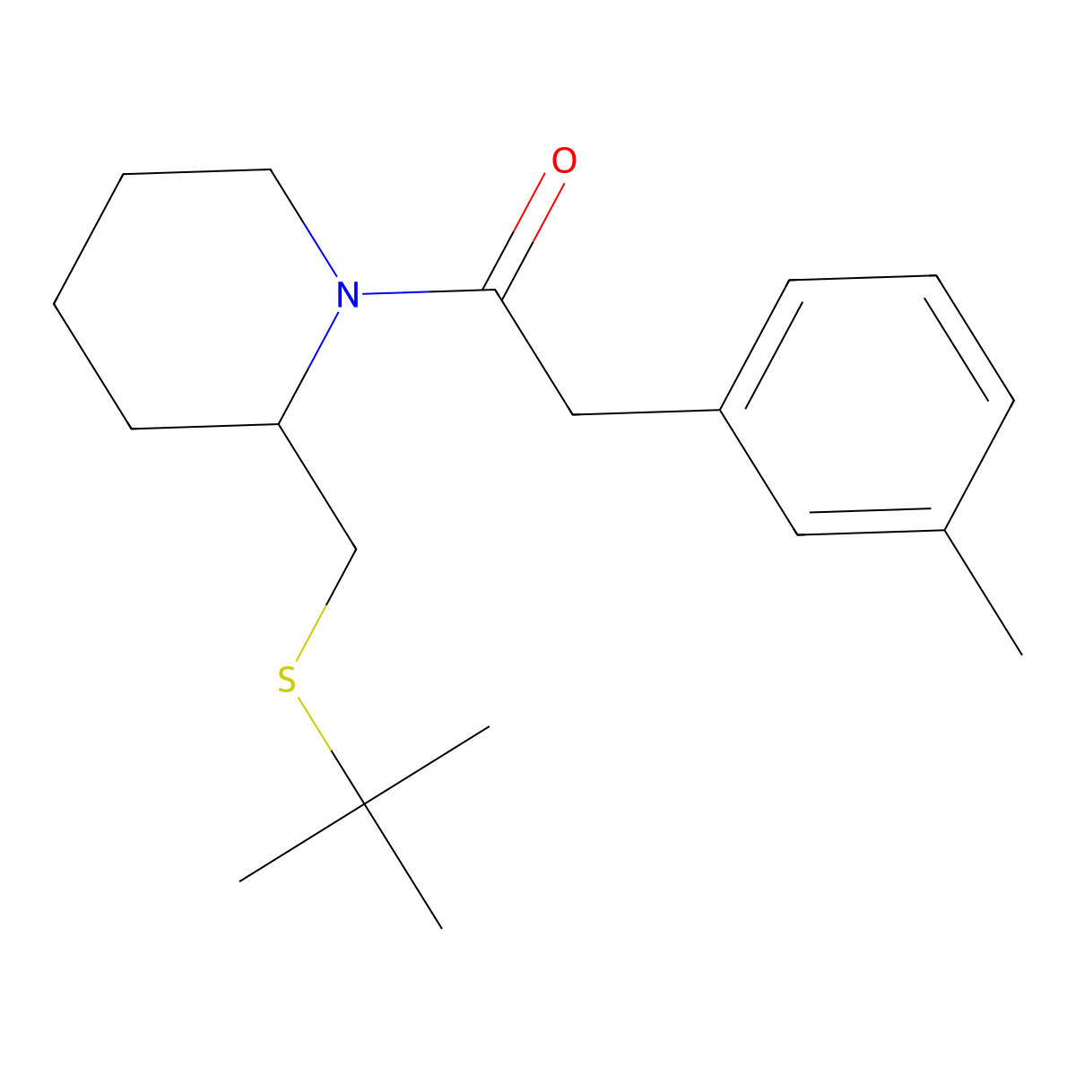 1-(2-((Tert-butylthio)methyl)piperidin-1-yl)-2-(m-tolyl)ethanone molecular structure, CAS 2034466-35-6
