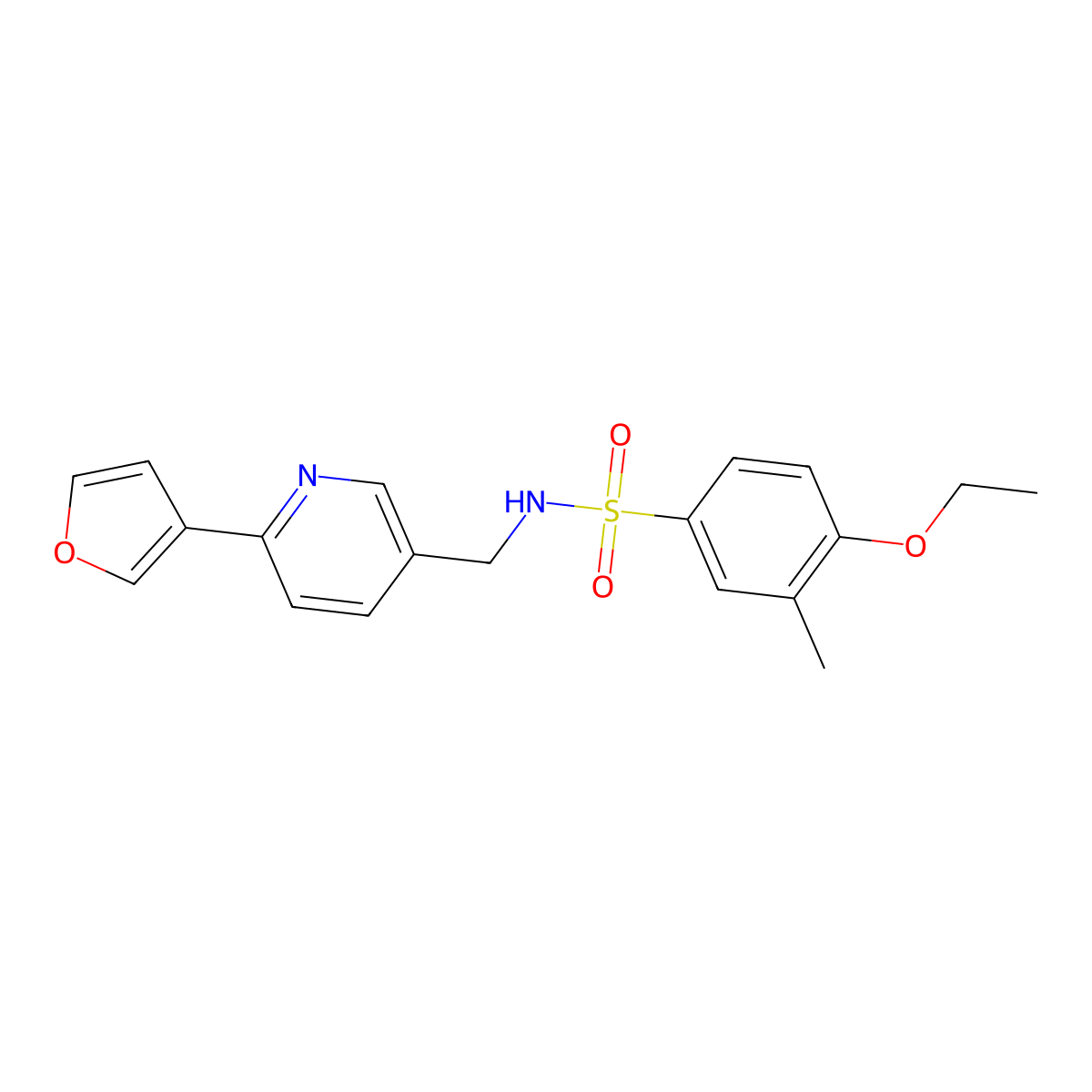4-ethoxy-N-((6-(furan-3-yl)pyridin-3-yl)methyl)-3-methylbenzenesulfonamide molecular structure, CAS 2034466-39-0