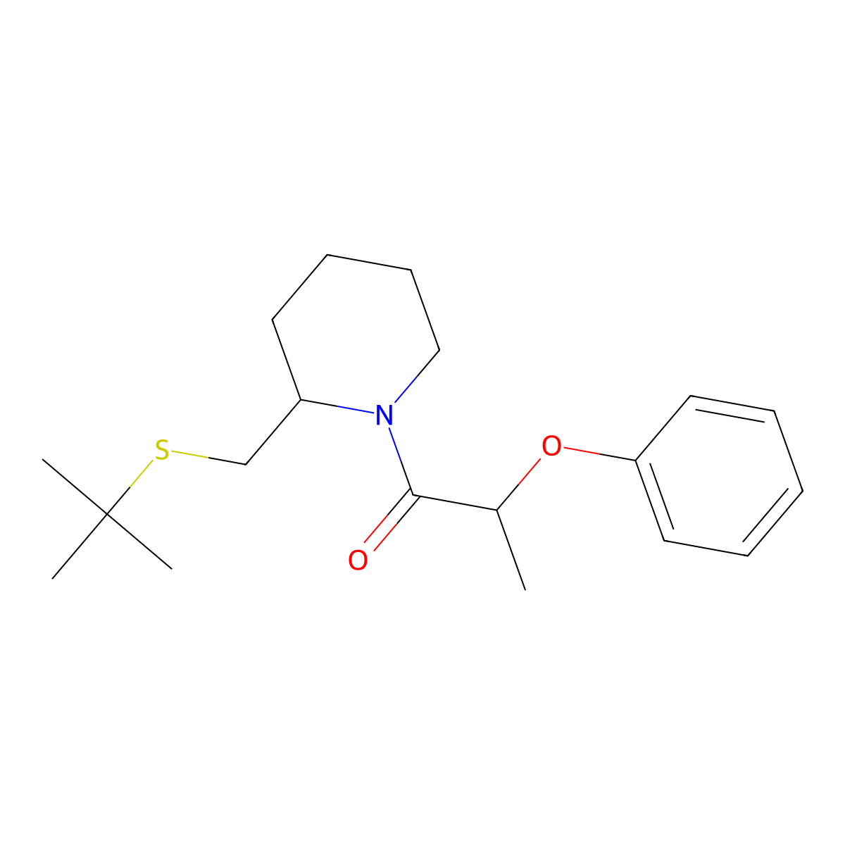 1-(2-((Tert-butylthio)methyl)piperidin-1-yl)-2-phenoxypropan-1-one molecular structure, CAS 2034466-40-3