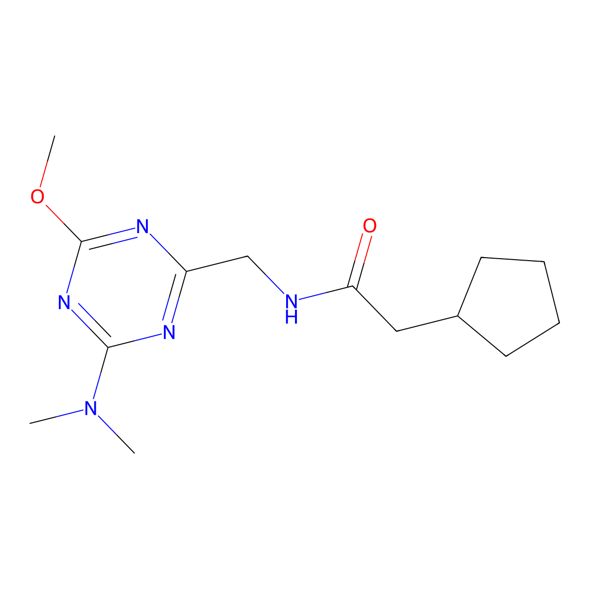 2-cyclopentyl-N-{[4-(dimethylamino)-6-methoxy-1,3,5-triazin-2-yl]methyl}acetamide molecular structure, CAS 2034466-45-8