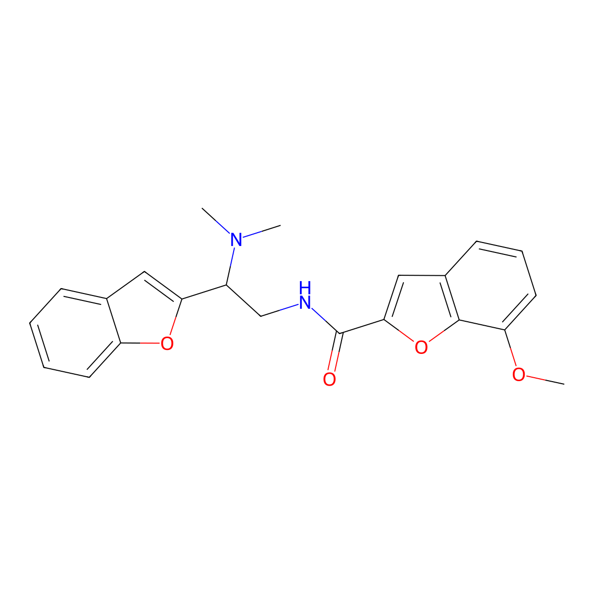 N-(2-(benzofuran-2-yl)-2-(dimethylamino)ethyl)-7-methoxybenzofuran-2-carboxamide molecular structure, CAS 2034466-47-0