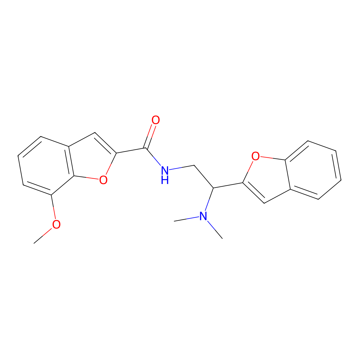N-(2-(benzofuran-2-yl)-2-(dimethylamino)ethyl)-7-methoxybenzofuran-2-carboxamide molecular structure, CAS 2034466-47-0