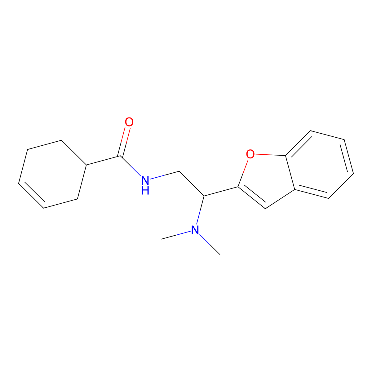 N-(2-(benzofuran-2-yl)-2-(dimethylamino)ethyl)cyclohex-3-enecarboxamide molecular structure, CAS 2034466-53-8