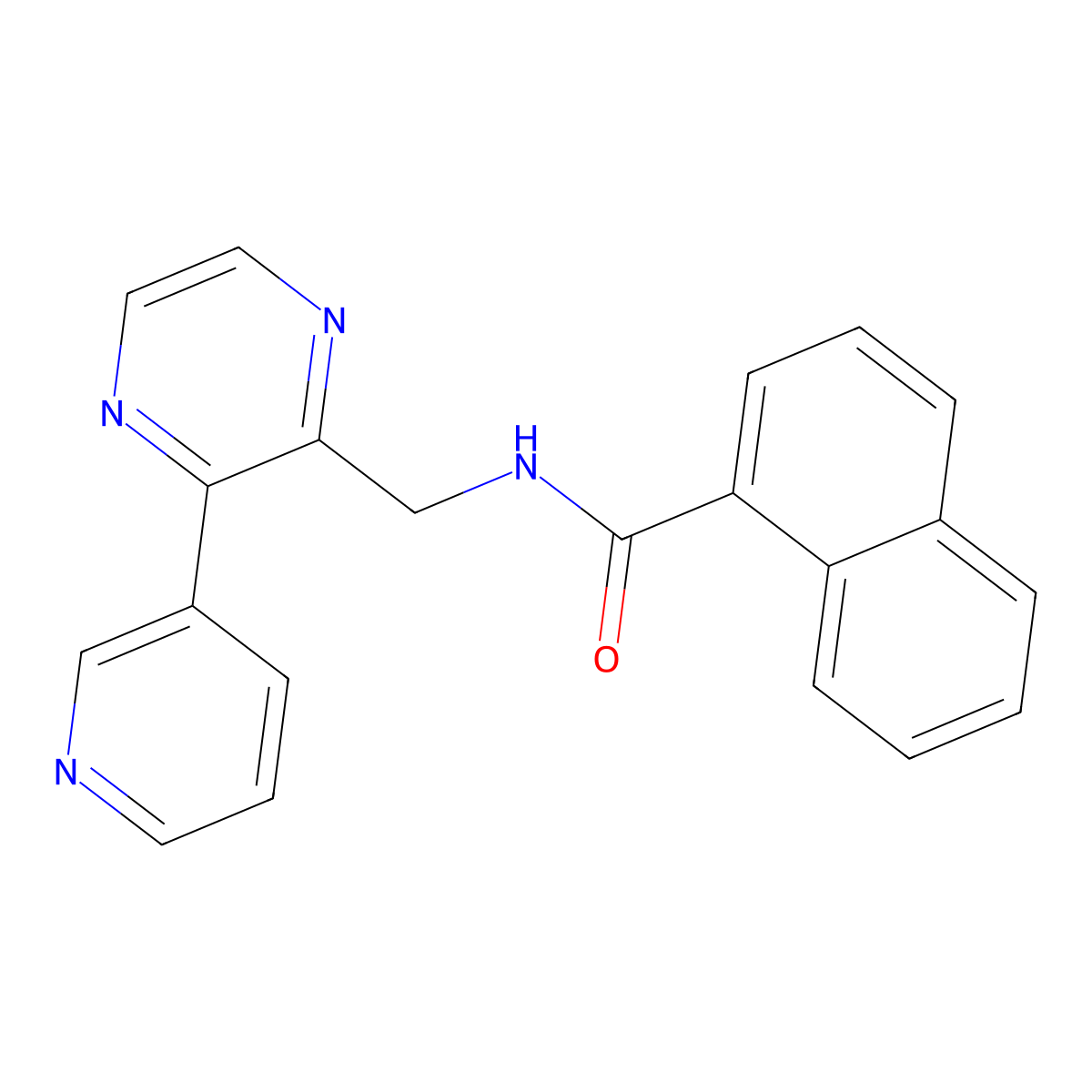 N-((3-(pyridin-3-yl)pyrazin-2-yl)methyl)-1-naphthamide molecular structure, CAS 2034466-56-1