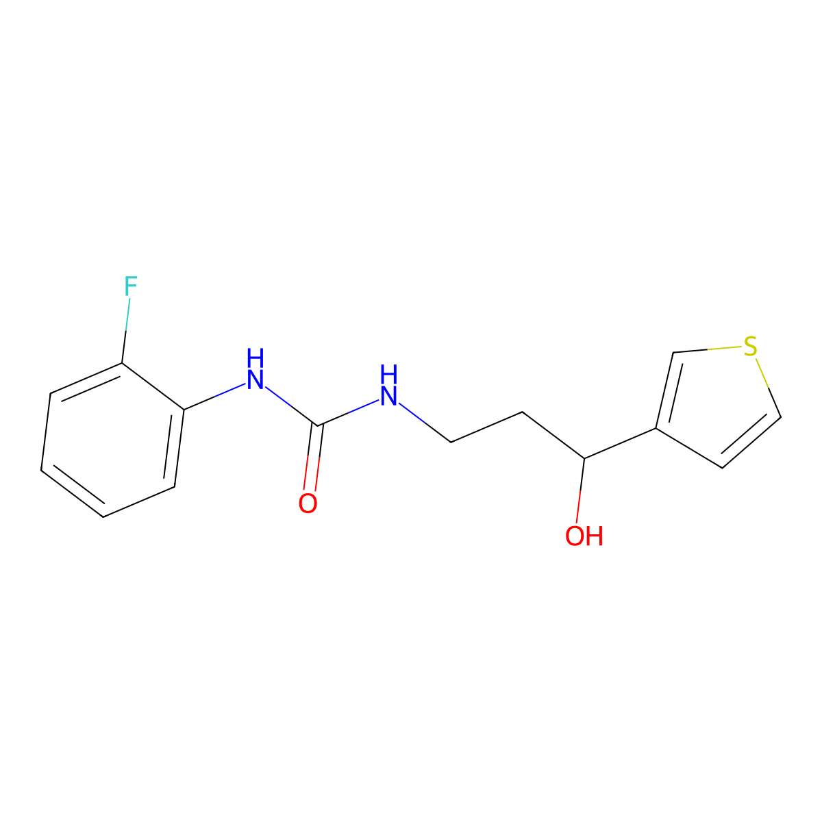 1-(2-Fluorophenyl)-3-(3-hydroxy-3-(thiophen-3-yl)propyl)urea molecular structure, CAS 2034466-58-3