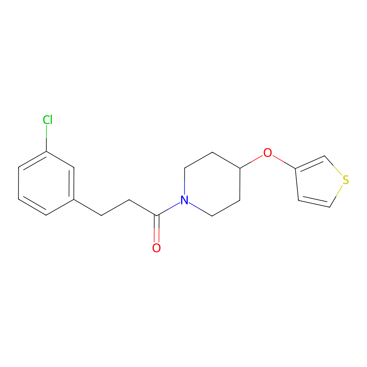 3-(3-Chlorophenyl)-1-(4-(thiophen-3-yloxy)piperidin-1-yl)propan-1-one molecular structure, CAS 2034466-60-7