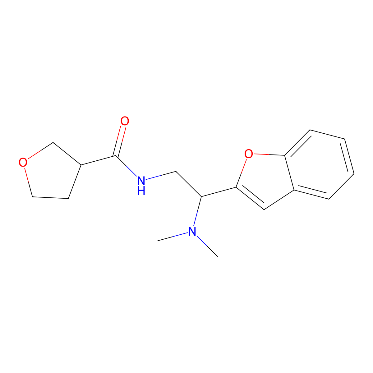 N-(2-(benzofuran-2-yl)-2-(dimethylamino)ethyl)tetrahydrofuran-3-carboxamide molecular structure, CAS 2034466-66-3