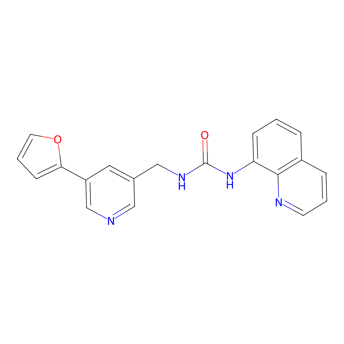 1-((5-(Furan-2-yl)pyridin-3-yl)methyl)-3-(quinolin-8-yl)urea molecular structure, CAS 2034466-68-5