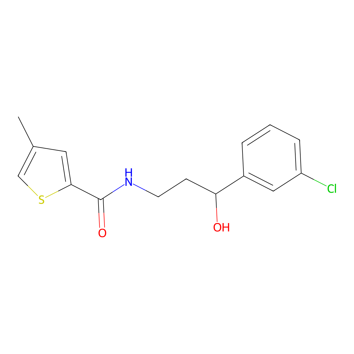 N-[3-(3-chlorophenyl)-3-hydroxypropyl]-4-methylthiophene-2-carboxamide molecular structure, CAS 2034466-70-9
