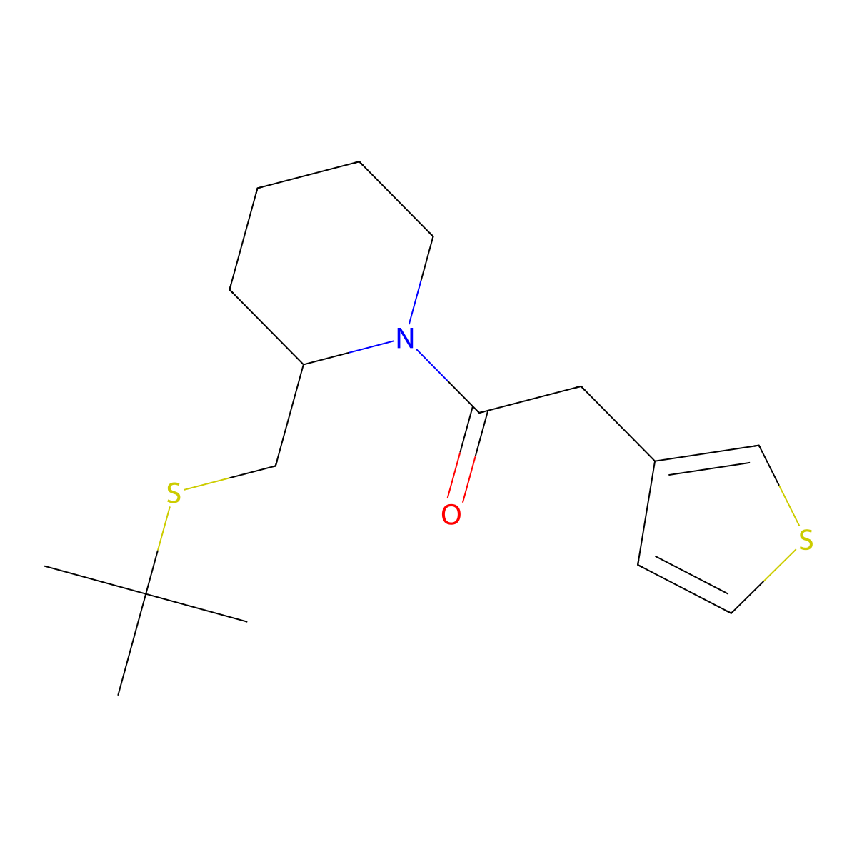 1-(2-((Tert-butylthio)methyl)piperidin-1-yl)-2-(thiophen-3-yl)ethanone molecular structure, CAS 2034466-74-3
