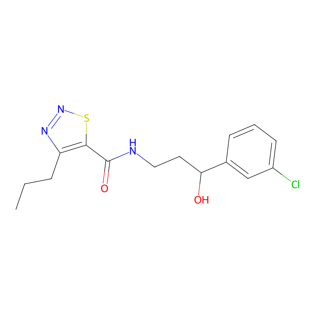 N-[3-(3-chlorophenyl)-3-hydroxypropyl]-4-propyl-1,2,3-thiadiazole-5-carboxamide molecular structure, CAS 2034466-77-6