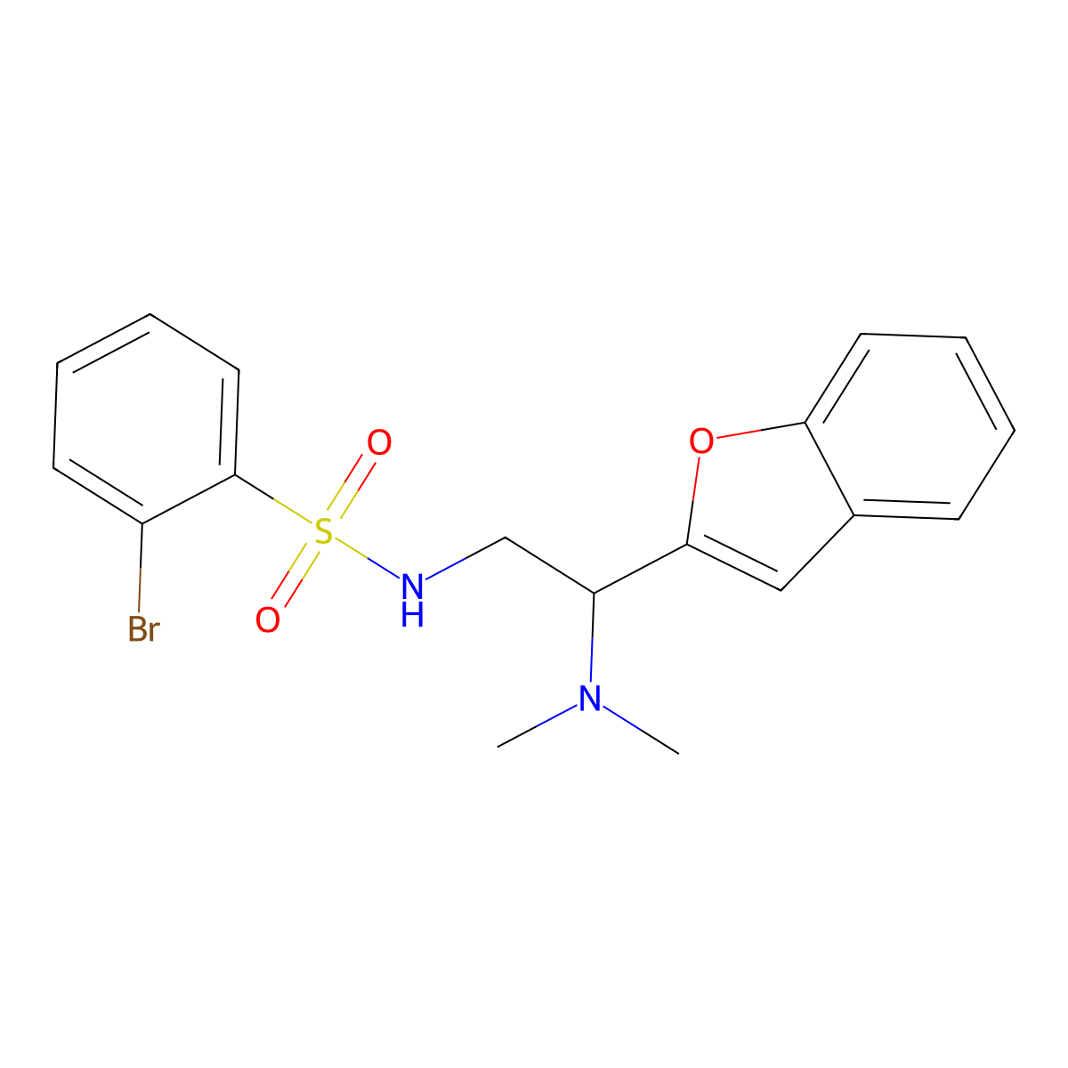 N-(2-(benzofuran-2-yl)-2-(dimethylamino)ethyl)-2-bromobenzenesulfonamide molecular structure, CAS 2034466-78-7